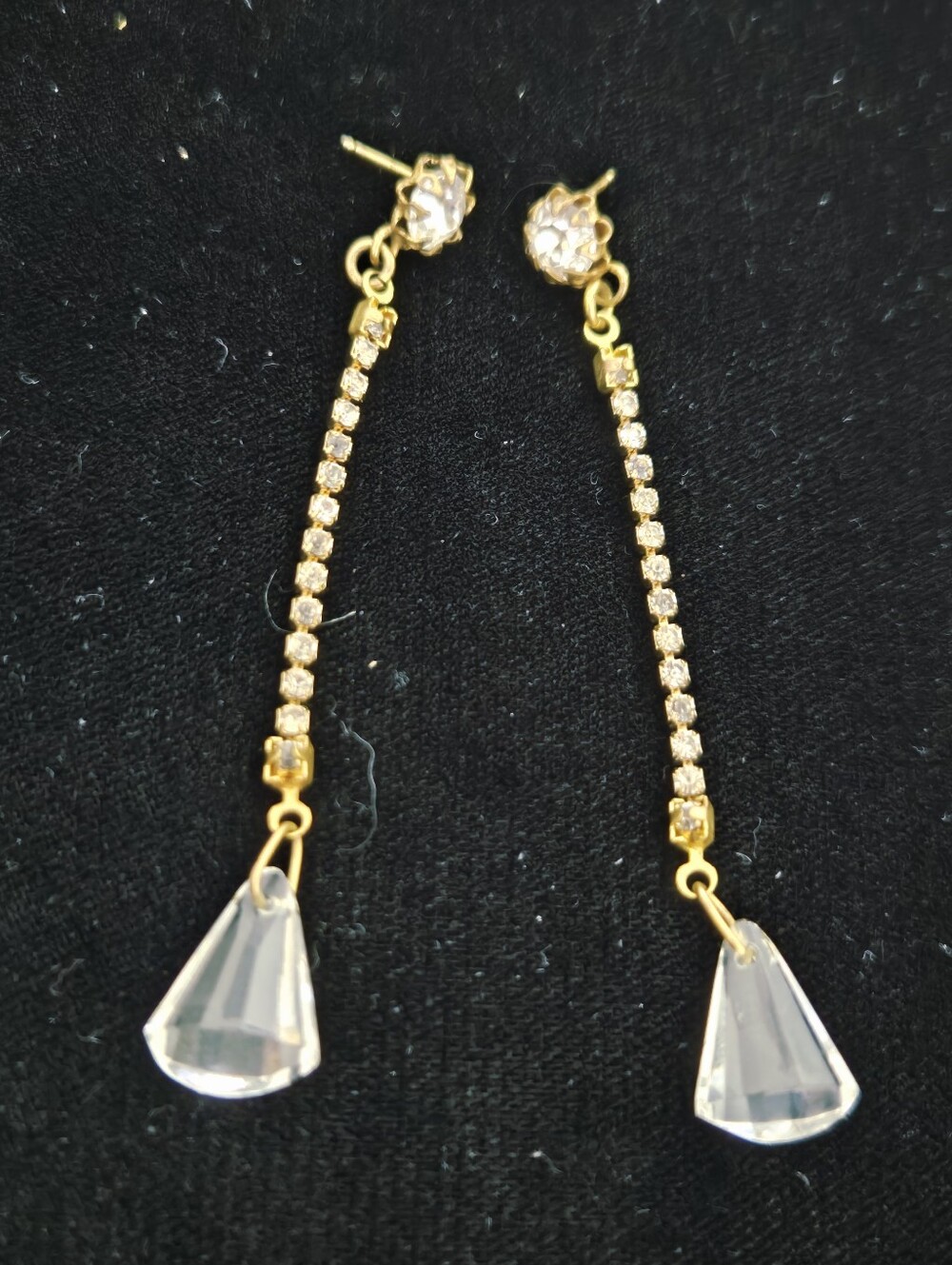 Vintage Gold-Tone Crystal Drop Earrings ( Shoulder Duster)  - Women Jewelry